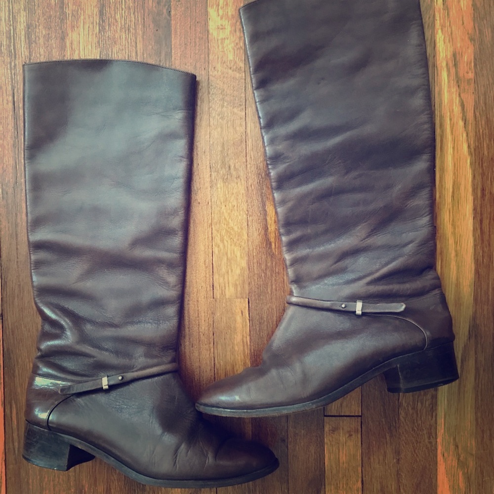 Italian leather mid calf riding boots